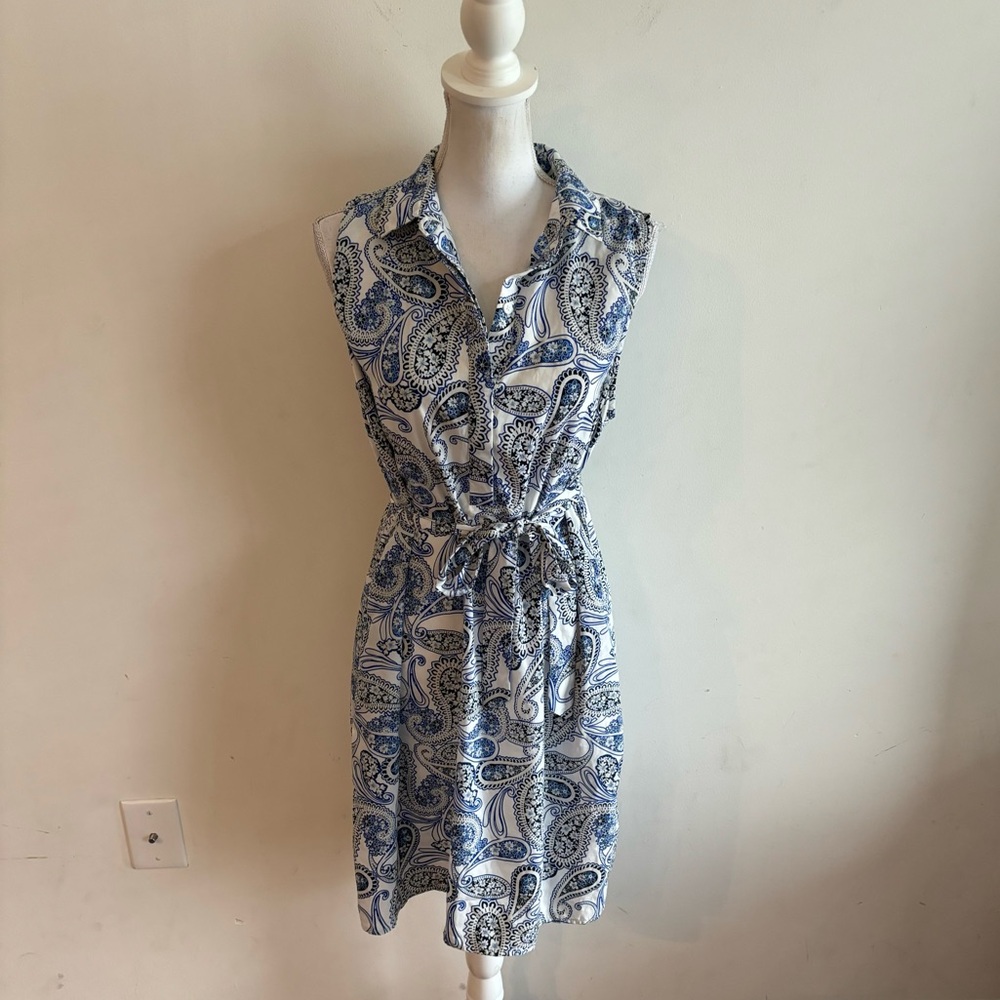 Banana Republic Tie Waist Printed T Shirt Dress Size 12